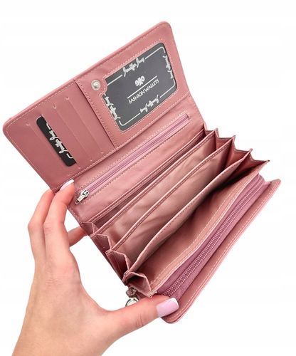 PORTFEL DAMSKI DUŻY SKÓRZANY PREZENT RÓŻOWY JENNIFER JONES MEDIUM na Arena.pl