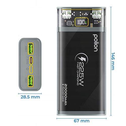 Powerbank POLION Szybkie Ładowanie 22.5W 20000mAh USB-C USB-A PD3.0 QC3.0 na Arena.pl