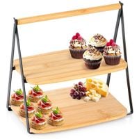 Patera Bambusowa Piętrowa Taca na Owoce Przekąski Desery Wędliny Sery