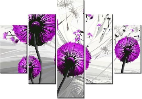 70 100CM OBRAZ 5 ELEM DMUCHAWCE FIOLECIE DRUK PŁÓTNO na Arena.pl
