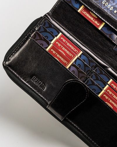 duży, skórzany portfel damski na zamek i zatrzask - peterson na Arena.pl