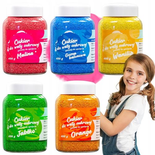 CUKIER KOLOROWY do waty cukrowej 5x400g smakowy MIX gratis 10szt na Arena.pl