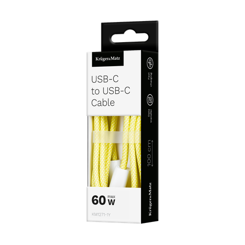 Kabel USB typu C - USB typu C 60 W 1 m żółty Kruger&Matz Basic na Arena.pl