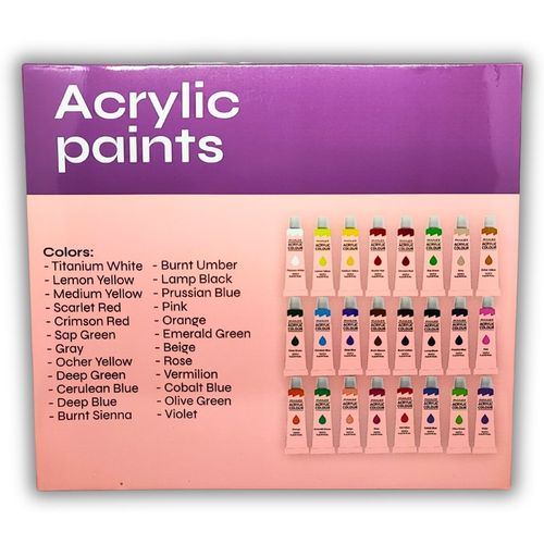 Farby Akrylowe Zestaw Farb Akrylowych 24x12ml Płótna Pędzle 10 szt Paleta na Arena.pl