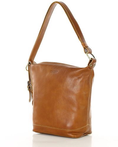 Torebka na szerokim pasku torba skórzana z Toscanii - MARCO MAZZINI camel na Arena.pl