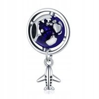 Zawieszka SREBRO 925 Charms Samolot Globus Podróż