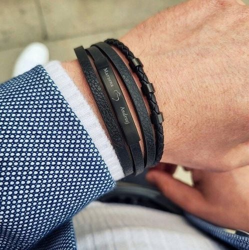 Bransoletka dla SYNA taty BRATA z GRAWEREM czarna na Arena.pl