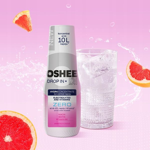 3x Hydrokoncentrat OSHEE Drop In ZERO Elektrolity Witaminy Grejpfrut zdjęcie 2