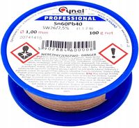 Cyna do Lutowania Spoiwo Lutownicze z Topnikiem Sn60Pb40 SW26 1,00 mm 100g