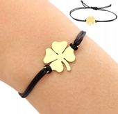 Złota Bransoletka Stal Chirurgiczna Na Rzemyku Pozłacana 18K