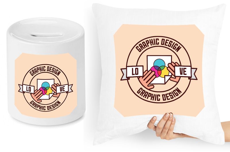 Dla Grafika Zestaw Poduszka + Skarbonka Prezent Z Nadrukiem Ze Zdjęciem zdjęcie 1