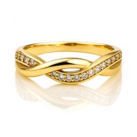 pierścionek stal chirurgiczna platerowana złotem, z cyrkoniami pst978