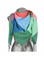 Versoli miękka i ciepła chusta krata frędzle krata jodełka fuksja REC-74 3#