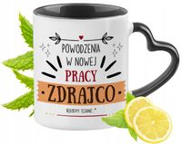 Pożegnanie Z Pracy Kubek Czarny Z Uszkiem W Kształcie Serca Na Prezent