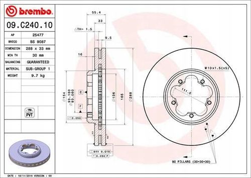 TARCZA HAM PRZOD 288X33 V BREMBO na Arena.pl