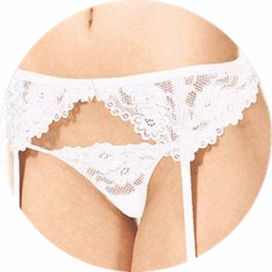 Biały Komplet - Pas do Pończoch i Stringi SoftLine 3309 M/L zdjęcie 1