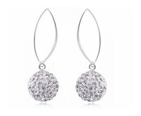 WISZĄCE SREBRNE KOLCZYKI BIAŁE KULE SWAROVSKI 10MM