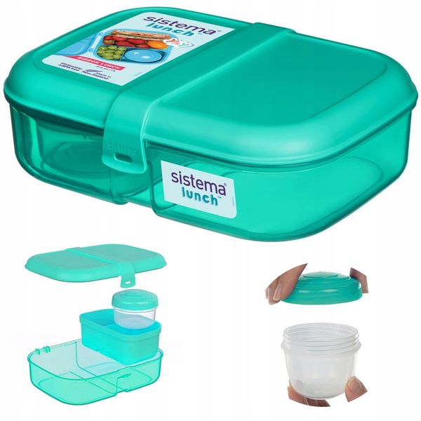LUNCH BOX ŚNIADANIÓWKA Z PRZEGRÓDKAMI SISTEMA BOX POJEMNIK JEDZENIE 1100ml zdjęcie 7