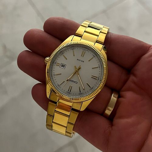 LUKSUSOWY ZEGAREK MĘSKI CASIO POZŁACANY PRAWDZIWYM 24K ZŁOTEM + GRAWER na Arena.pl