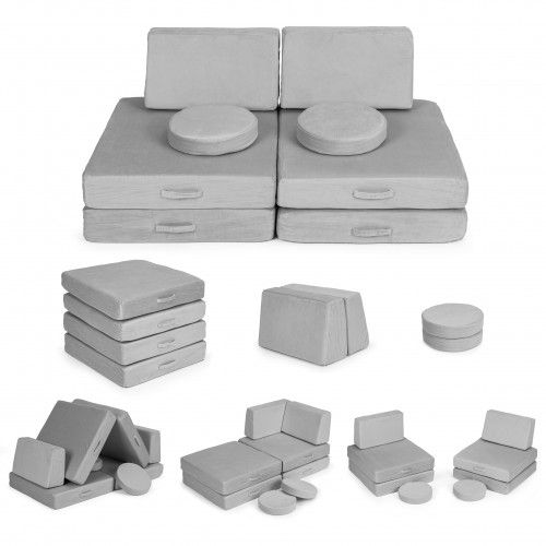 SOFA MODUŁOWA DZIECIĘCA ECOTOYS 8-ELEMENTOWA PIANKA SZARA na Arena.pl