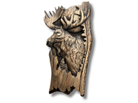 Obraz drewniany Łoś na tle boru prezent dla myśliwego leśnika wystrój 30cm