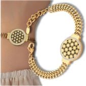 Bransoletka złota stal chirurgiczna elegancka szeroka pancerka damska