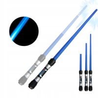 Miecz świetlny składany niebieski odgłosy długi 83cm Wojownik Wojny zabawka