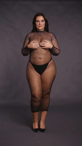 long dress with fishnet structure and turtle neck. na Arena.pl