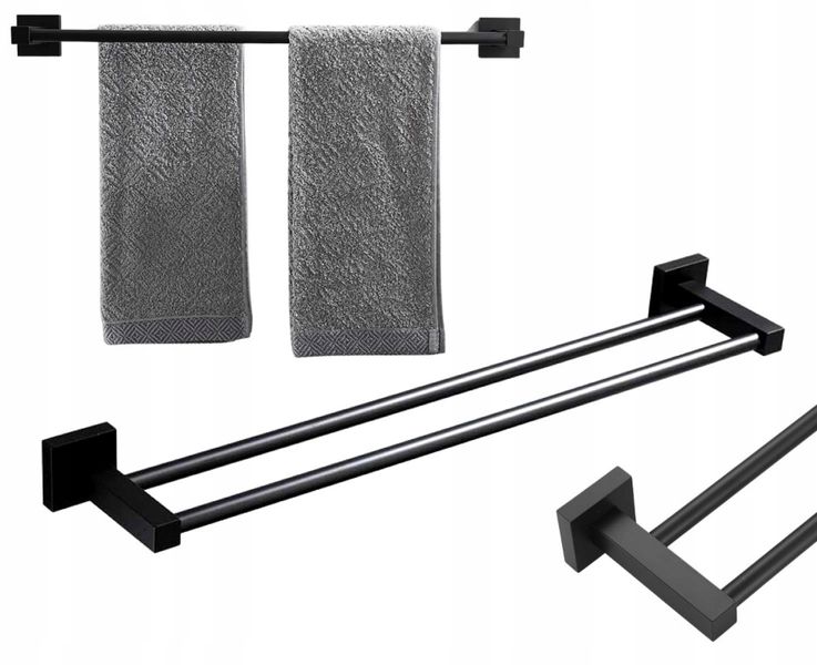 Wieszak Ścienny Łazienkowy Na Ręczniki Czarny 40Cm zdjęcie 6