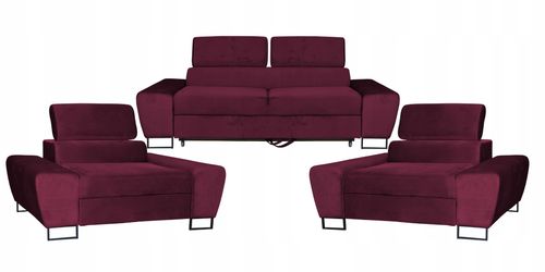 Zestaw mebli wypoczynkowych Bosso Sofa 2os fotele bordowe na Arena.pl