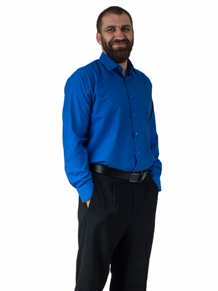 Wizytowa koszula męska niebieska chabrowa szafirowa Laviino dl66 43/44 - XL/XXL zdjęcie 5