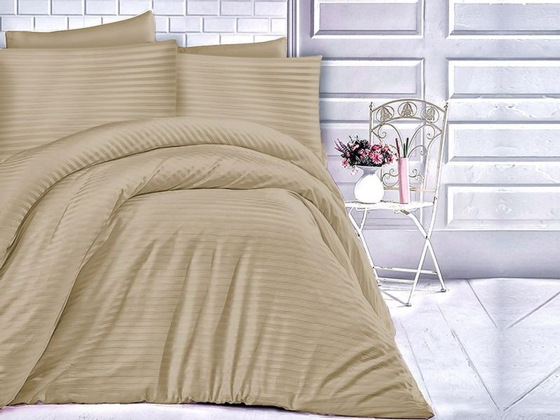 Pościel satyna bawełniana CIZGILI LIGHT BROWN/180x200 EXCLUSIVE zdjęcie 1