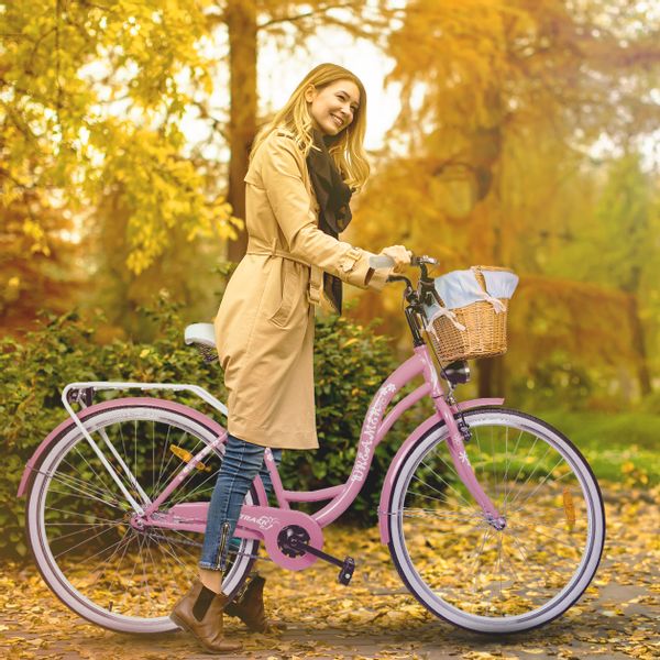 Rower Miejski MalTrack Citybike Dreamer 1-speed Pink 28" + Koszyk Niebieski zdjęcie 6