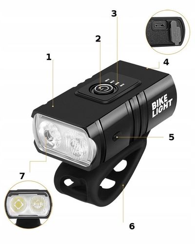 MOCNA LED LAMPKA ROWEROWA ACU USB PRZÓD + TYŁ na Arena.pl