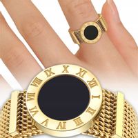 Pierścionek Obrączka Złoty Stal Chirurgiczna 18K Pozłacany Mesh Koło