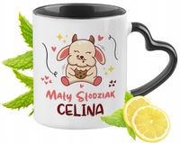 Kubek Czarny Z Uszkiem W Kształcie Serca Dla Celiny Idealny Na Prezent