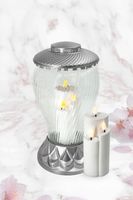 EKSKLUZYWNY ZNICZ 34cm SREBRNY Duży Znicz Szklany Lampion z Wkładem