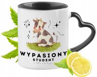 Kubek Czarny Z Uszkiem W Kształcie Serca Dla Studenta Na Prezent