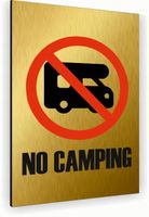 Tabliczka znak informacyjny 30x20 Złota NO CAMPING Aluminiowa NADRUK UV