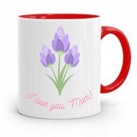 Kubek Czerwony Prezent Dla Mamy I Love You Mom Z Nadrukiem Ze Zdjęciem