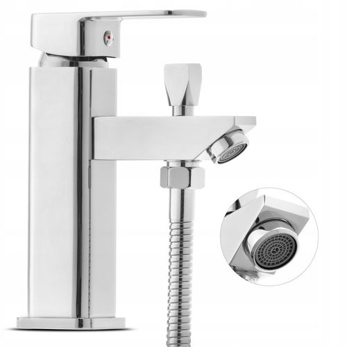 Bateria wannowa stojąca jednootworowa z prysznicem i wężem chrom srebrna na Arena.pl