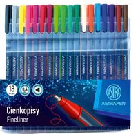 cienkopisy trójkątne 0,4mm astrapen 18szt 3084