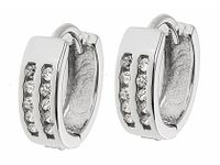 Eleganckie rodowane srebrne kolczyki kółka z cyrkoniami srebro 925 K1093