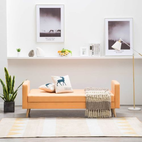 Sofa Tapicerowana Materiałem, Żółta na Arena.pl