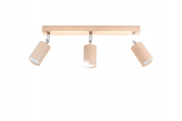 Lampa sufitowa drewniana, z trzema ruchomymi spotami, Sollux