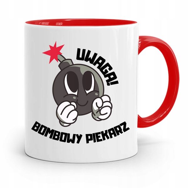 Kubek Czerwony Dla Piekarza Bombowy Piekarz Z Nadrukiem Ze Zdjęciem zdjęcie 1