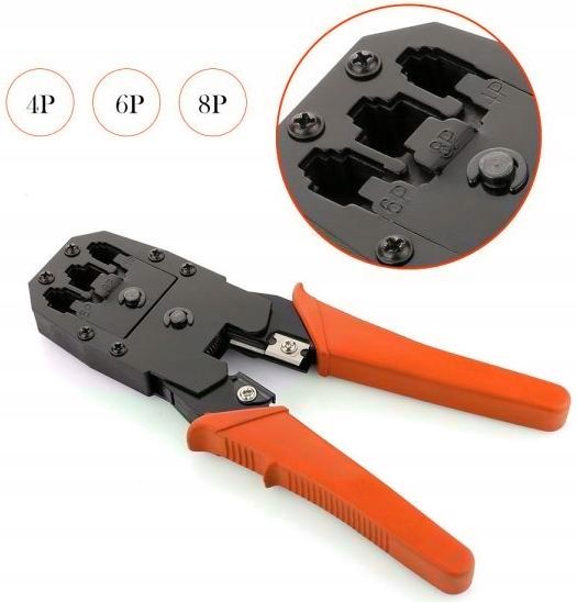 Zaciskarka Wtyków Skrętki Kabli RJ45 + Złącza 25x Wtyk RJ-45 do Zaciskania zdjęcie 2