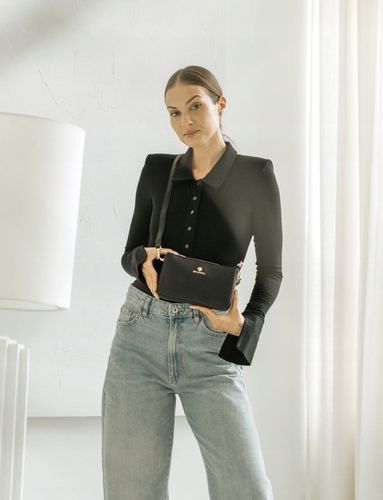 BETLEWSKI Mała torebka wizytowa kopertówka dwa paski wygodna sztywna na Arena.pl