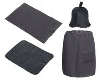 SAUNA - KOMPLET MĘSKI SZARY - KILT RĘCZNIK 100% BAWEŁNA CZAPKA DYWANIK