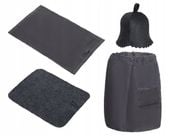 SAUNA - KOMPLET MĘSKI SZARY - KILT RĘCZNIK 100% BAWEŁNA CZAPKA DYWANIK